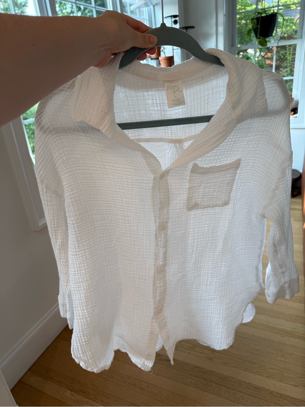 Kona Sol White Gauze Button-Down Shirt - Women’s Size Small | 100% Cotton